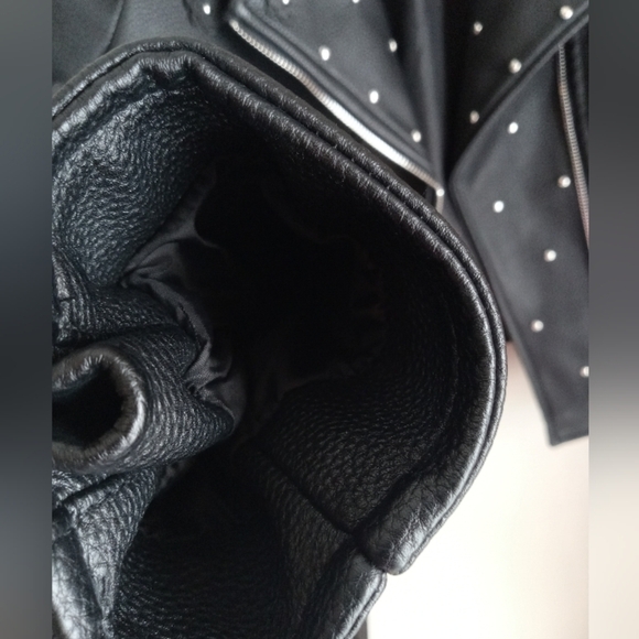 NWOT AZALEA WANG ANWAR BLACK FLOWER MOTO STUDDED JACKET SIZE S - Picture 9 of 16